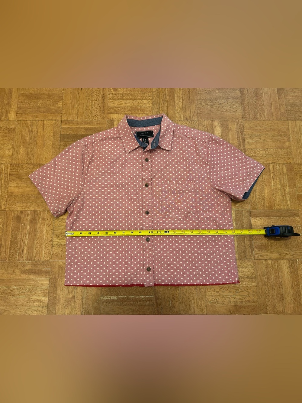 21 Men Red/White Polka Dot Short Sleeve Button-Up Shirt w/ Pockets Size S